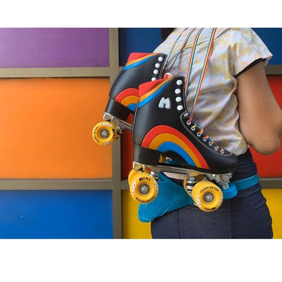 Moxie black rainbow rider sz 8 roller skate bnwot worn once try them out derby - Picture 7 of 10